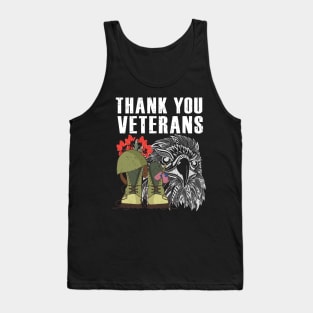 Thank You Veterans Poppy Flower Eagle Combat Boots Veteran Day Tank Top